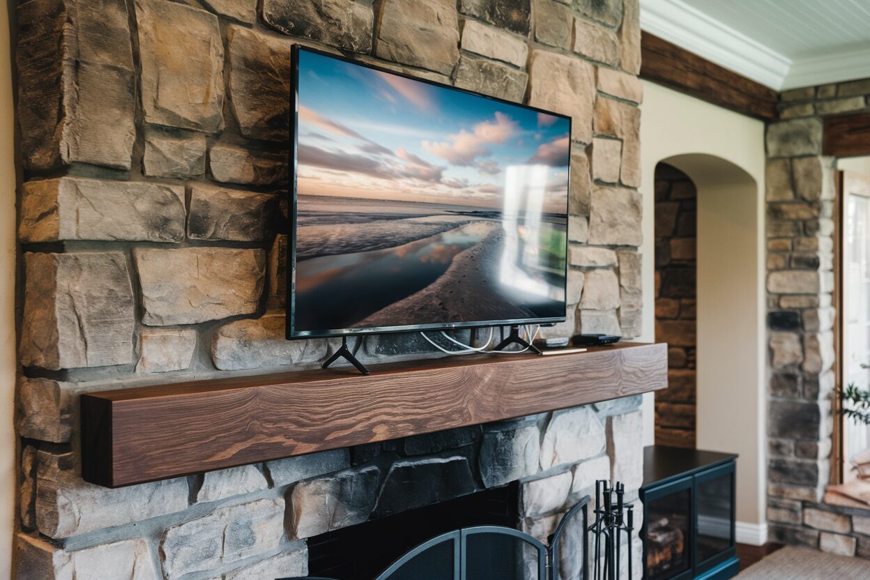 TV wall mounting with hidden cables